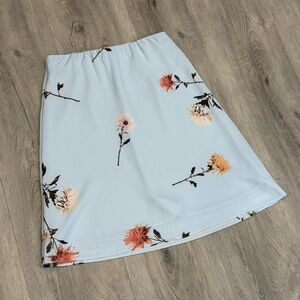 Babaton Casual Sky Blue Floral Design Summer A-Line Mini Slip Skirt